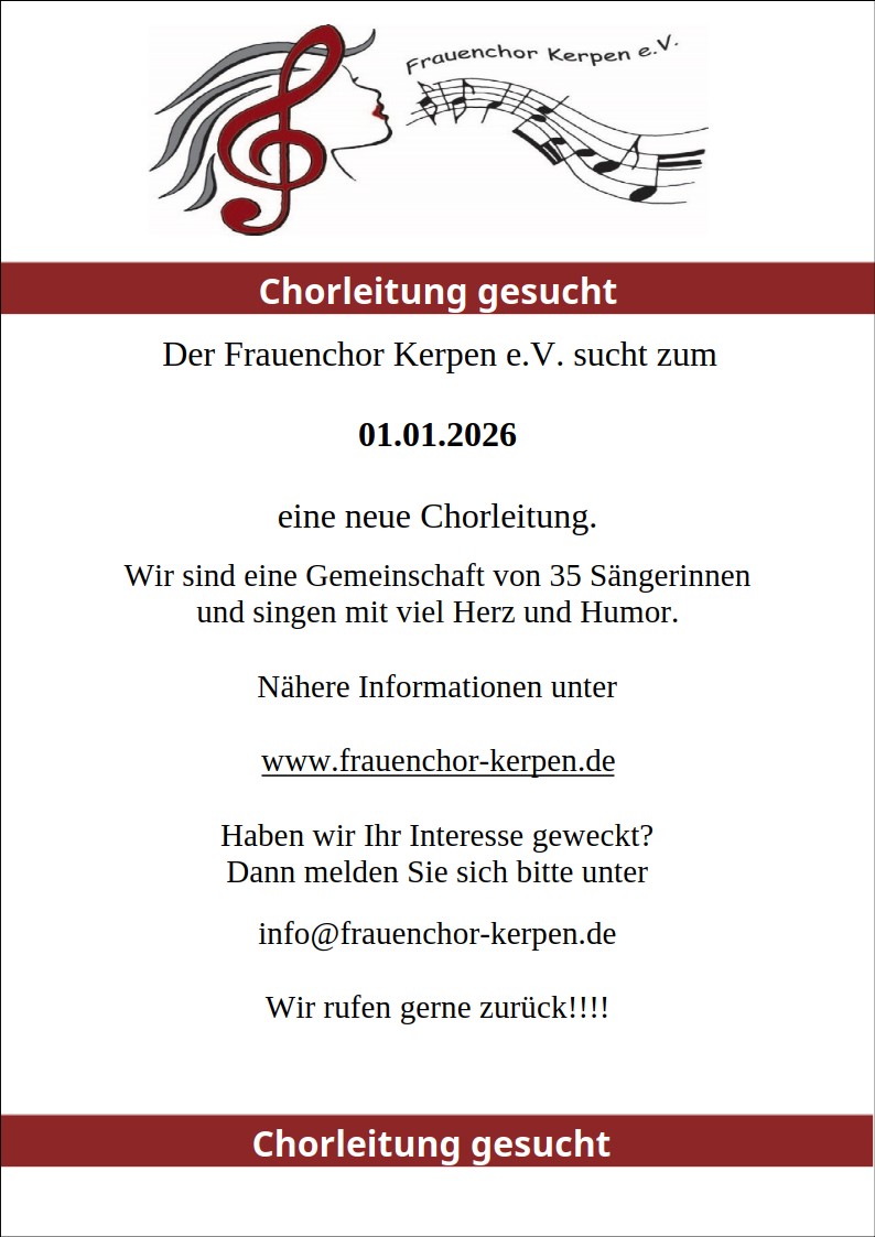 Anzeige Suche Chorleitung